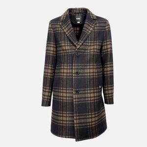 BOSS Mens Coat In Virgin Wool Plaid